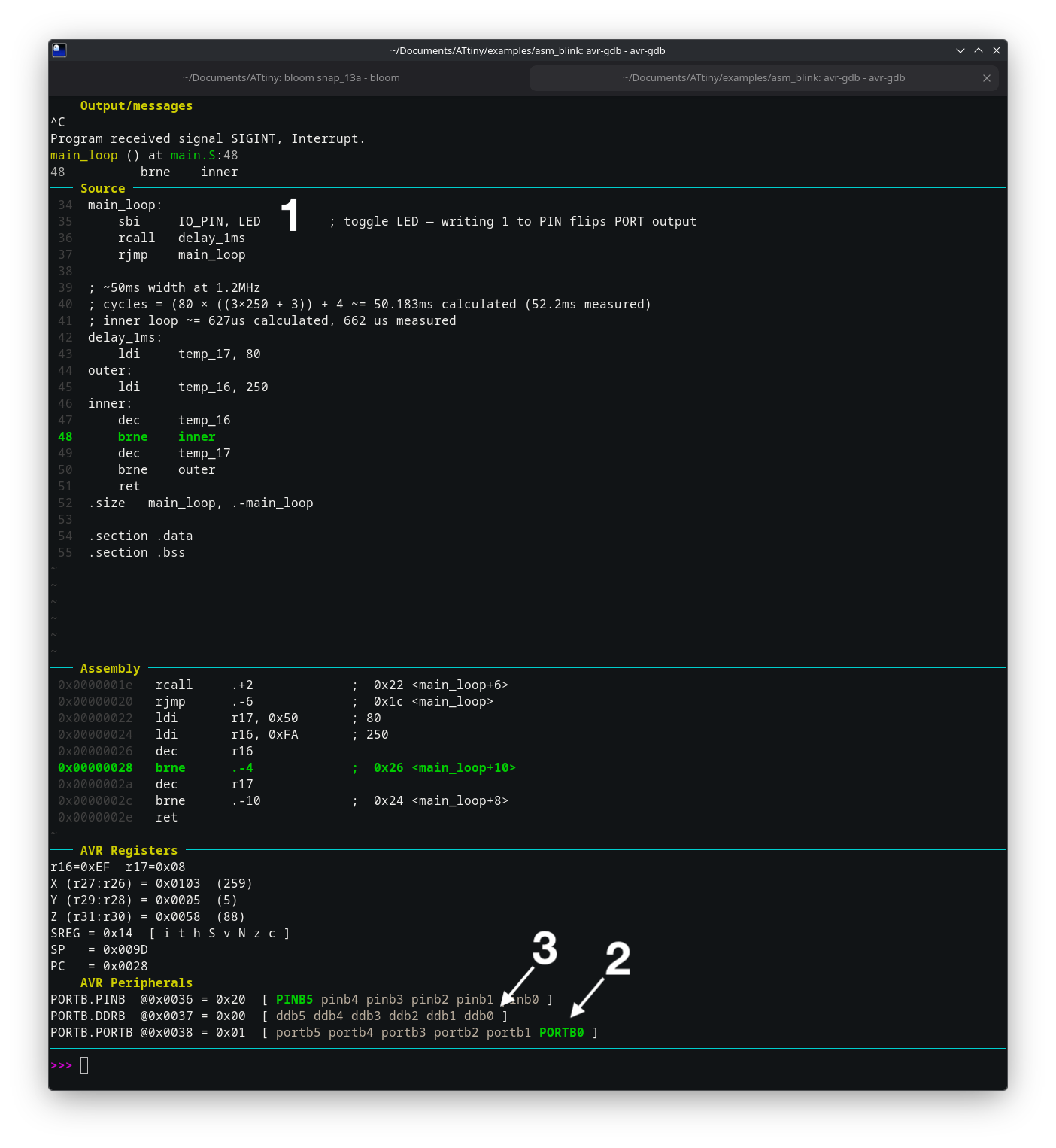 Simple gdb-dashboard example