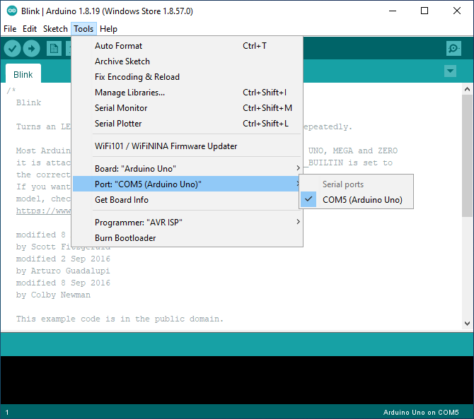 Use the Arduino IDE to determine Serial Port