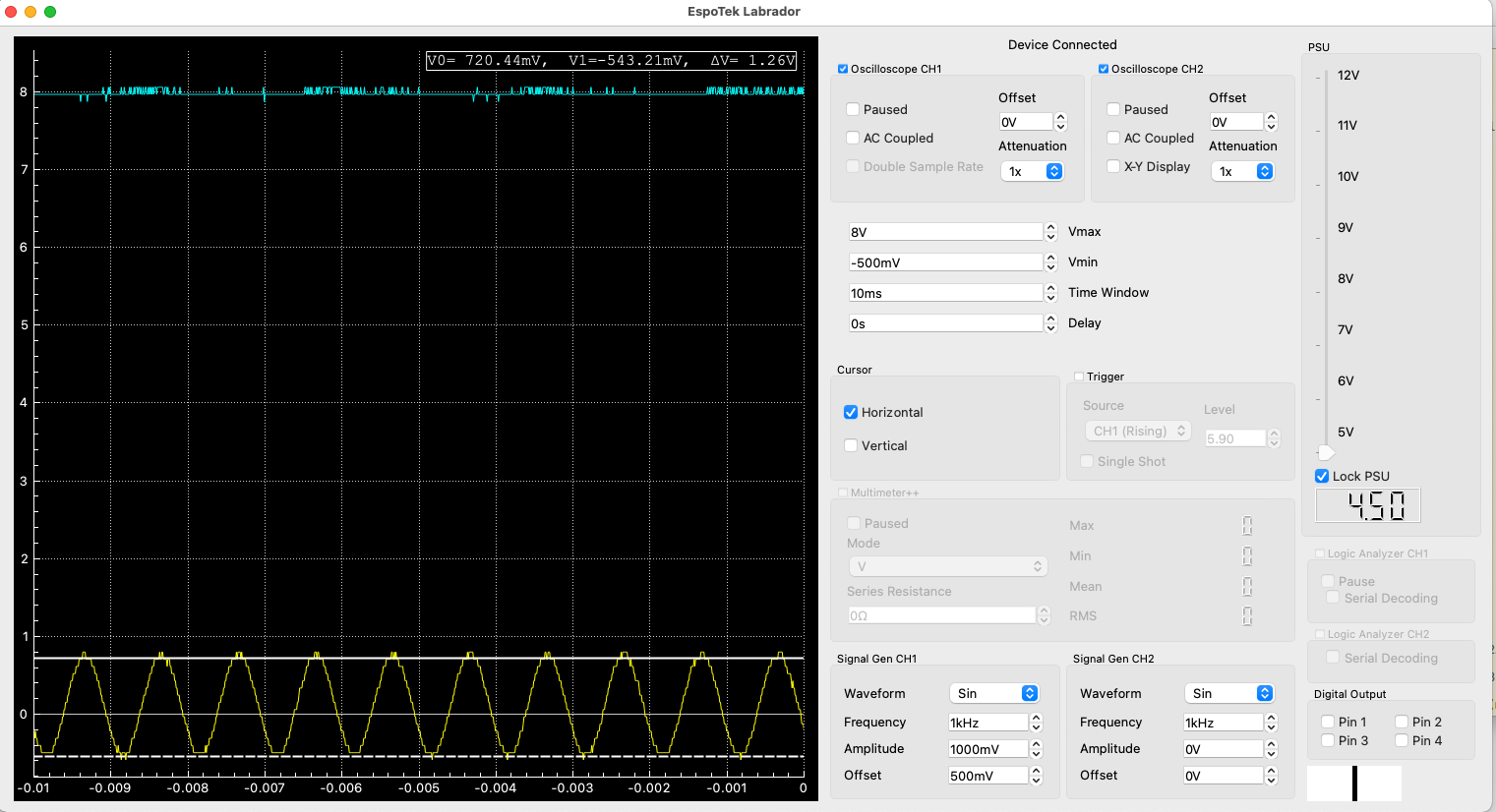 External 1Khz signal with fixed bias and gain