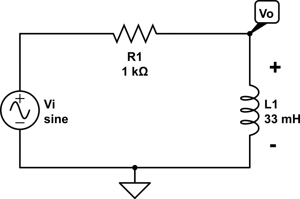 RL Circuit for a high pass filter
